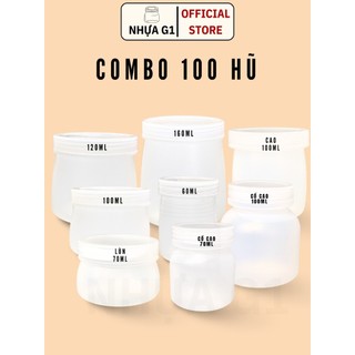 Combo 100 hũ đựng sữa chua Nhựa G1 kèm nắp