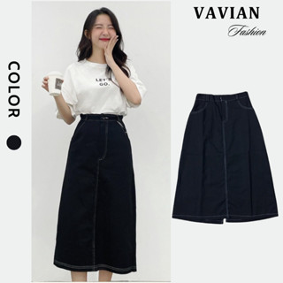 Chân váy Kaki dáng dài chữ A, chân váy cạp chun co giãn eo, váy chỉ nổi thời trang cực xinh