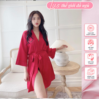 Áo choàng ngủ  HÀNG CAO CẤP  Áo choàng kimono makeup chất lụa cho cô dâu dáng dài phong cách tiêu thư quyến rũ