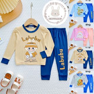 Bộ Quần Áo Dài Tay Thun Lạnh MINKY MOM Chính Hãng Hình Labubu Capypara Loopy Đáng Yêu Cho Bé 0 1 2 3 4 5 Tuổi- Favybaby