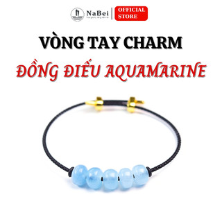 Vòng tay đồng điếu aquamarine tự nhiên phù hợp mệnh thủy tự nhiên nb216 - phong thuỷ nabei store
