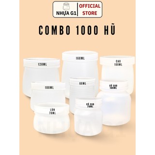 Combo 1000 hũ đựng sữa chua Nhựa G1 kèm nắp