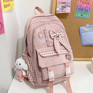 Balo ulzzang thắt nơ đáng yêu, balo đi học du lịch