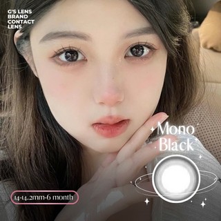 Kính áp tròng Gslens MONO BLACK đen trơn tự nhiên giãn nhẹ cận 6 tháng G.DIA 14.0-14.2mm có độ (0-6)