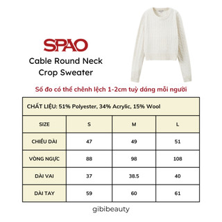 [SPKWD4TU11] Áo SPAO Cable Round Neck Crop Sweater