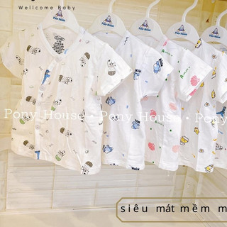 Áo Sơ Sinh Cộc Tay Chất Cotton Siêu Mềm Mịn, Mát Cho Bé Trai, Bé Gái Sơ Sinh (Size 0-3M Đến 6-9M)