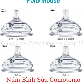 Núm ti bình sữa comotomo silicon chính hãng, núm vú bình comotomo 1, 2, 3 tia, chữ y cut