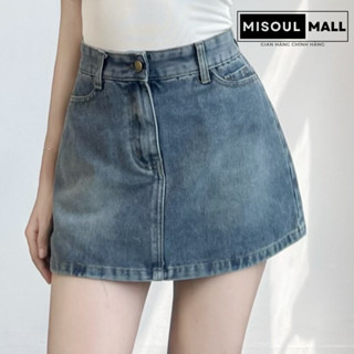 Chân Váy Jeans Dáng Chữ A Có Lót Trong Cạp Cao Cài Cúc Bigsize MiSoul Mall, Chân Váy Ngắn Có Khóa Kéo 312