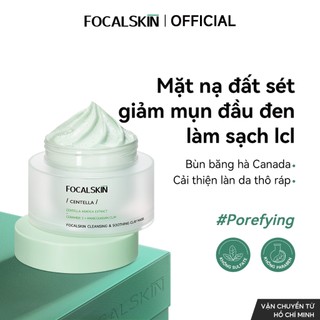 FOCALSKIN Mặt Nạ Đất Sét Tẩy Tế Bào Chết Rau Má + Ceramide Giảm Mụn, Se Khít Lỗ Chân Lông | Mặt Nạ Bùn Da Dầu Mụn 80g