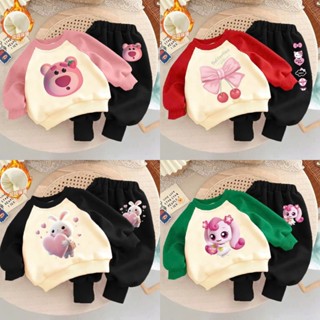 Bộ quần áo trẻ em nỉ thu đông cổ tròn dành cho bé gái từ 9 - 44kg mẫu BỘ NỈ HH 4 MÀU - VN chất liệu ấm áp- SHOP KEN KIDS