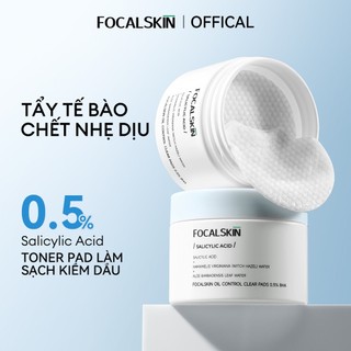 FOCALSKIN Toner Pad Tẩy Tế Bào Chết BHA / SALICYLIC ACID Thực Vật Lành Tính Kiềm Dầu Giảm Mụn Hộp Bông Đắp | 60M