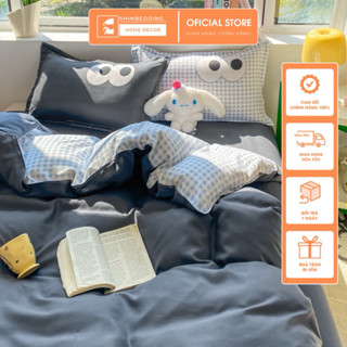 Set Vỏ Chăn Ga Cotton Poly Mắt Hoạt Hình Cá Tính Shinbedding Thômg Thoáng Làm Ga Đệm Theo Size Yêu Cầu