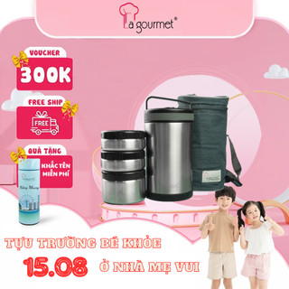 Bộ hộp cơm giữ nhiệt 3 ngăn cao cấp la gourmet new classic 1.7l - 399731