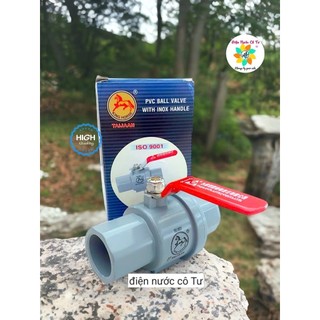 Van nhựa khóa nước, van nhựa bi khóa xi tay gạt inox taijan phi 21 27 34 42