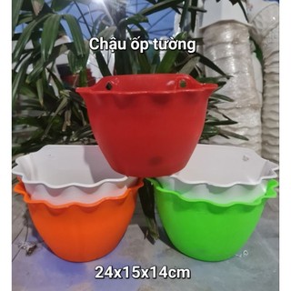 Chậu Ốp Tường - Chậu Nhựa Trồng Cây Treo Tường Decor Đẹp - Kích thước 24x15x14cm