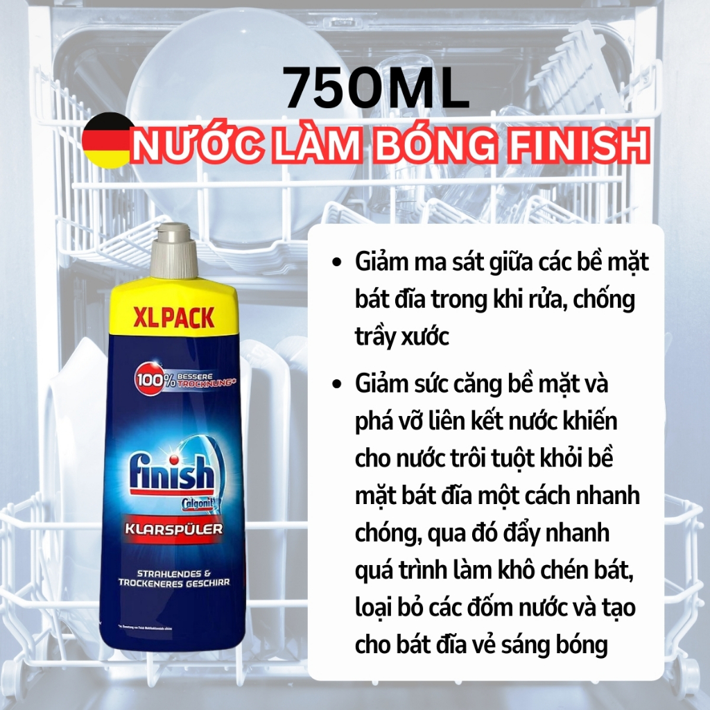 Nước Làm Bóng Chén Đĩa Finish 750ml, Tomlige