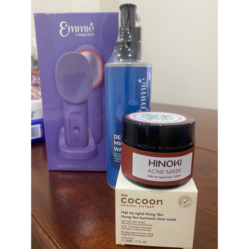pass máy rửa mặt emmie, tẩy trang emmie, mặt nạ hinoki, mặt nạ nghệ cocoon