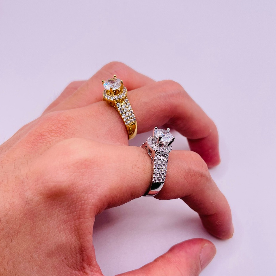 Nhẫn titan không phai không rỉ sét màu vàng và trắng mã 35, Nhẫn titan nữ bền màu, trangsucmoiluatuo