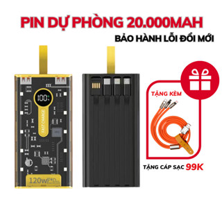Sạc Dự Phòng Trong Suốt TZ07 20000mah Với 2 Cổng Sạc Nhanh 22.5w và PD 20W Kèm 4 Đầu Sạc Màn Hình LED VOULAO