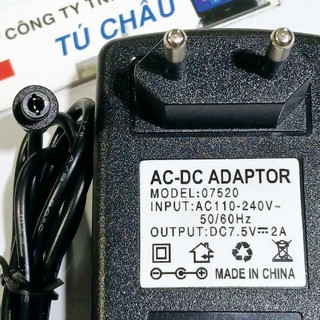 Adapter DC 7.5V - 2A / Đầu cắm 5.5mm x 2.1mm
