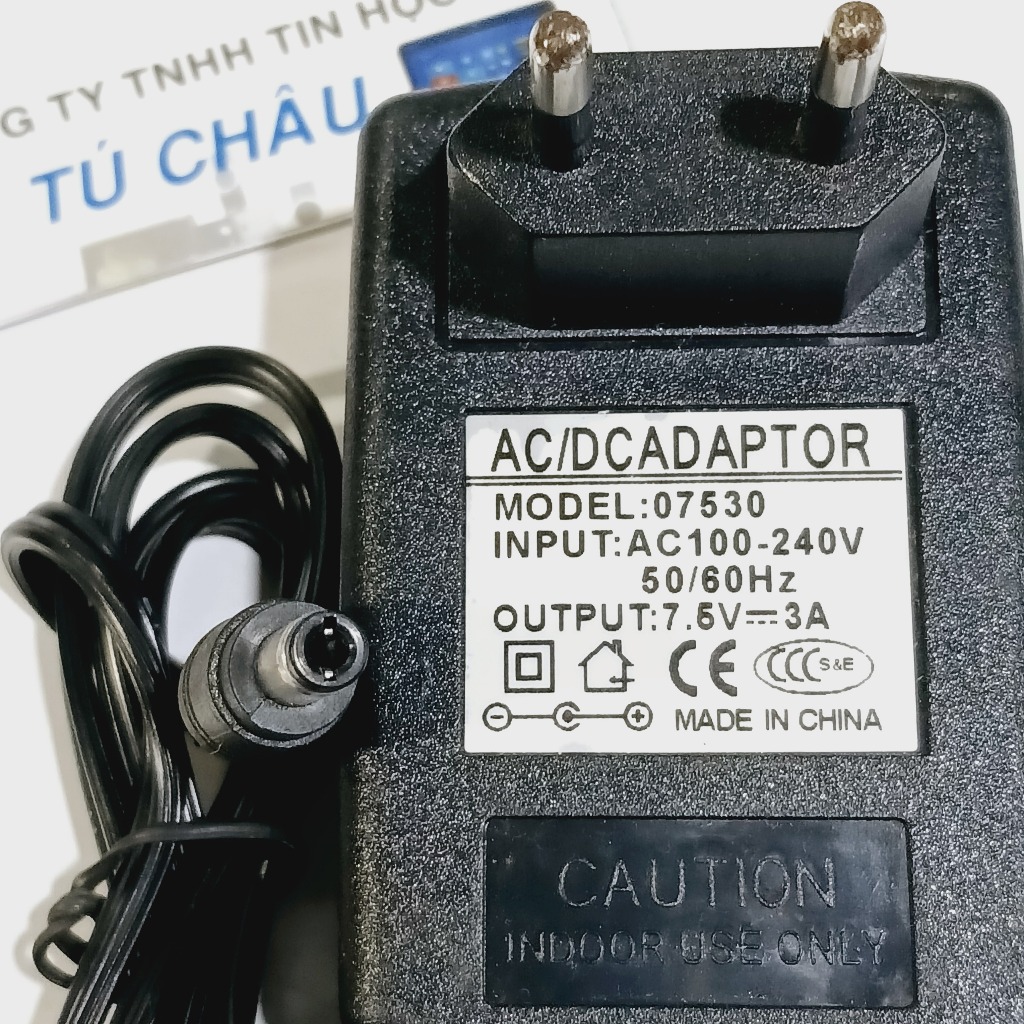 Adapter DC 7.5V - 3A / Đầu cắm 5.5mm x 2.1mm