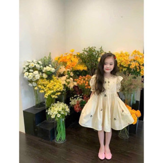 váy công chúa cho bé váy hoa xèo dạng tiểu thư cho bé từ 12-38kg với chất liệu đũn hoa