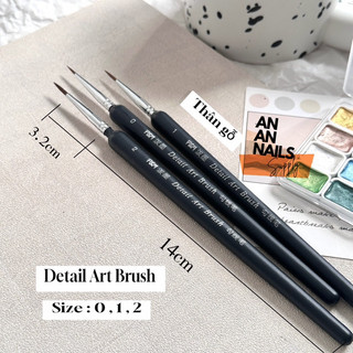 Cọ vẽ màu nước 3 size, Cọ vẽ nail chính hãng - An An Nails