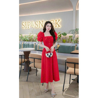 Đầm xoè dáng dài chất Umi phối voan sang chảnh