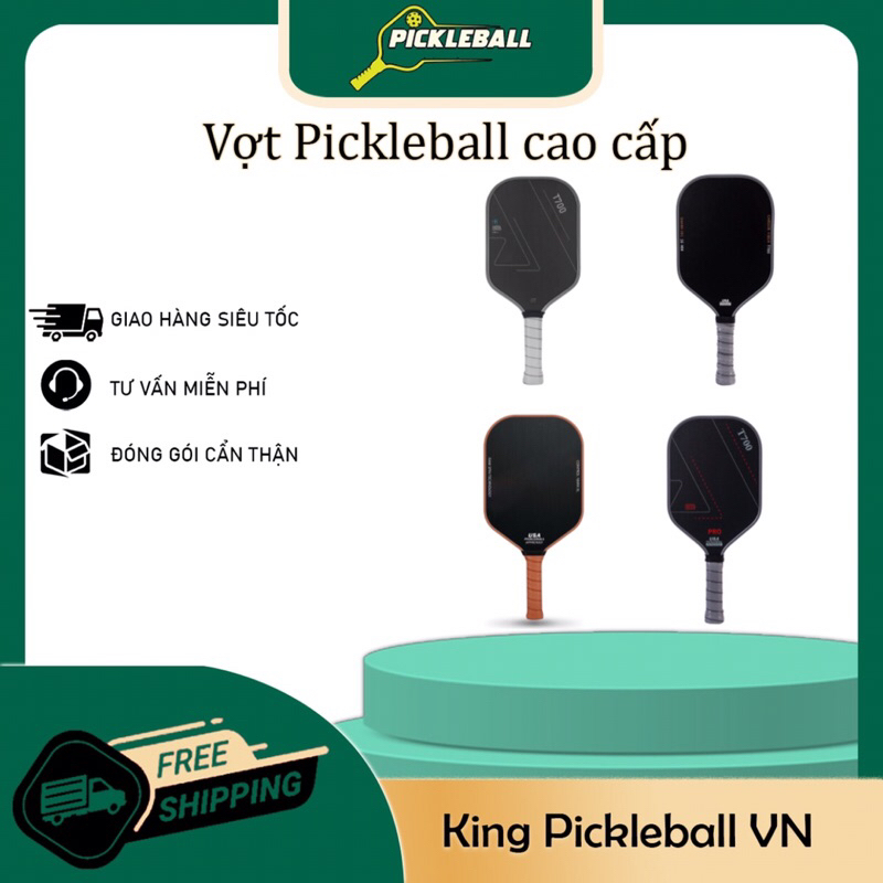 Vợt PickleBall T700, T700 Pro Sợi Carbon Siêu Bền, Mặt Vợt Nhám, Độ Dày Vợt 16mm