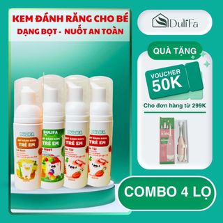 Kem đánh răng cho bé dạng bọt Dulifa hữu cơ nuốt an toàn, sạch răng, giảm hôi miệng 60ml