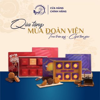 Bánh trung thu trăng vàng cao cấp HAN MOONCAKE Hộp 5 Bánh x 80gr + 1 Trà