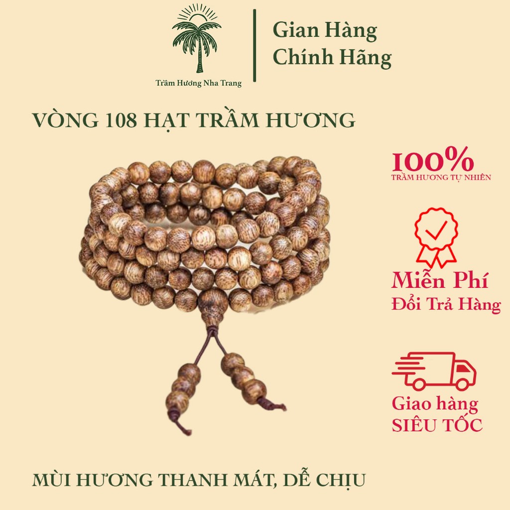 Vòng Tay Trầm Hương Tài Lộc, Chuỗi Tràng 108 Hạt Trầm Hương Size 6mm và 8mm Trầm Tốc Việt