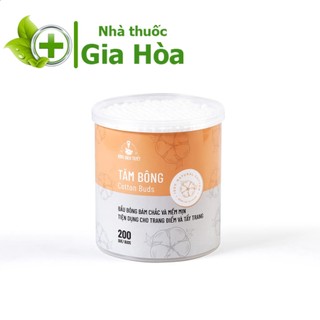 Tăm bông người lớn Meriday Bông Bạch Tuyết (Mẫu mới) lấy ráy tai, vệ sinh, trang điểm - Hộp tròn 200 que
