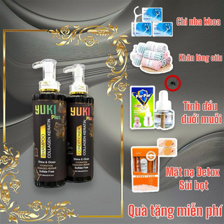 Gội xả phục hồi Collagen Keratin YUKI Plus 800ml chính hãng