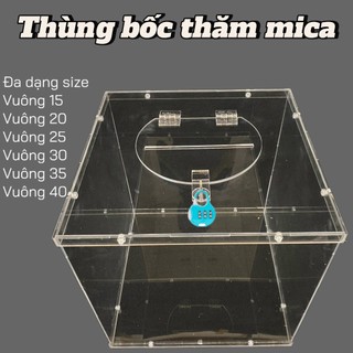Hộp phiếu bốc thăm mica - thùng bỏ phiếu mica- Thùng quyên góp từ thiện