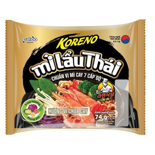  THÙNG 20 GÓI MÌ LẨU THÁI KORENO HƯƠNG VỊ CHUA CAY 74G  Mì LẨU THÁI CHUẨN VỊ MÌ CAY 7 CẤP ĐỘ   Date Mới   