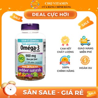 Dầu Cá Webber Naturals Triple Strength Omega-3 900mg 120 Viên Chính Hãng Canada - Bổ Mắt, Tim Mạch