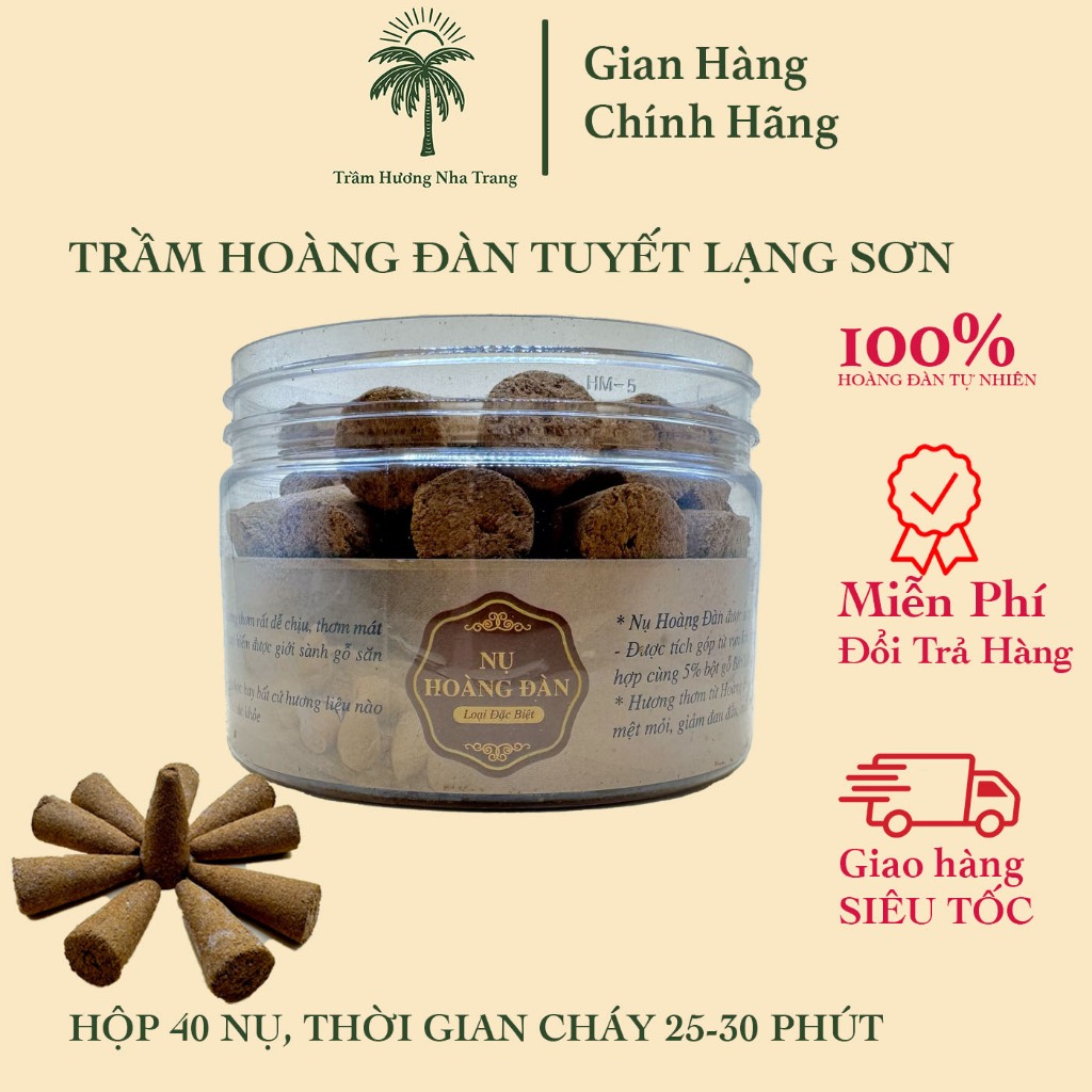 Trầm Hoàng Đàn Tuyết Lạng Sơn Cao Cấp, Hộp 40 Nụ Trầm Hoàng Đàn Tuyết Mùi Hương Thơm Ngọt Như Sâm
