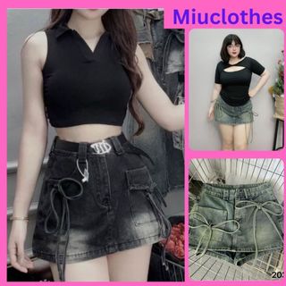 Ms 2035 quần váy jeans quần short nữ bigsize phối nơ dễ thương #miuclothes