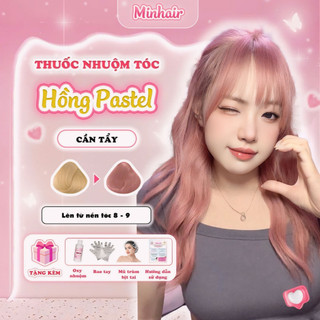 Thuốc nhuộm tóc màu Hồng, thuốc nhuộm tóc màu Hồng Pastel MINHAIR, tặng kèm oxy trợ dưỡng và bao tay