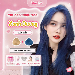 Thuốc nhuộm tóc xanh, thuốc nhuộm tóc Xanh Dương, tặng kèm oxy trợ dưỡng và bao tay