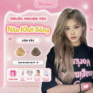 Thuốc nhuộm tóc, thuốc nhuộm tóc Nâu Khói Sáng, tặng kèm oxy trợ dưỡng và bao tay