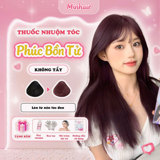 Thuốc Nhuộm Tóc Đỏ, thuốc nhuộm tóc Phúc Bồn Tử, MIN.HAIR tặng kèm oxy trợ dưỡng và bao tay