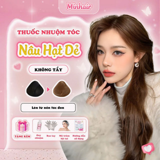 Thuốc nhuộm tóc, thuốc nhuộm tóc màu Nâu Hạt Dẻ tặng kèm oxy trợ dưỡng và bao tay, Minhair