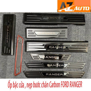 Ốp Bậc Cửa, Nẹp Bước Chân FORD RANGER 2014 - 2022 Chất Liệu Carbon