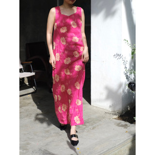 xanhlinen - váy chéo lưng hồng thêu hoa