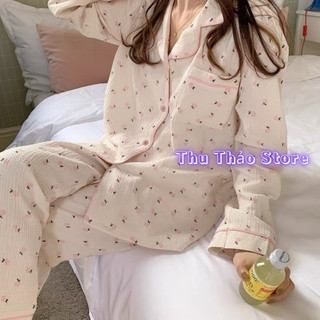 Bộ Pyjama Ngủ Đũi Xốp Hình Tay Dài-Đồ Bộ Mặc Nhà Dài Tay Quần Dài Form Đẹp Màu Pastel.