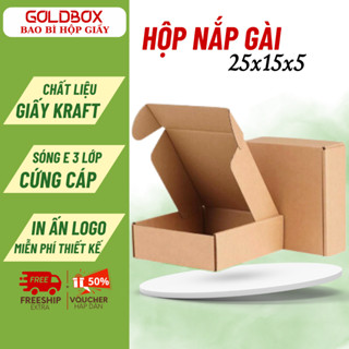  Combo 100 Hộp CARTON Nắp Gài Sẵn Size 25x15x5 Giấy KRAFT Nâu Sóng E 3 Lớp Cứng Cáp Hộp Giấy Gói Hàng Đóng Hàng 