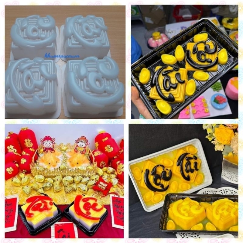 ( Nhiều Mẫu) Bộ 4 Khuôn Nhựa Làm Thạch Rau Câu Trung Thu Chữ, Khuôn Xôi, Nhiều Mẫu 9 - 10Cm Cho Ngày Lễ Tết Thần Tài