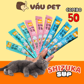 COMBO 50 THANH Súp Thưởng Cho Mèo Shizuka 15g - Súp Thưởng Shizuka Mix Vị Cho Mèo Mọi Lứa Tuổi Vẩu Pet Shop